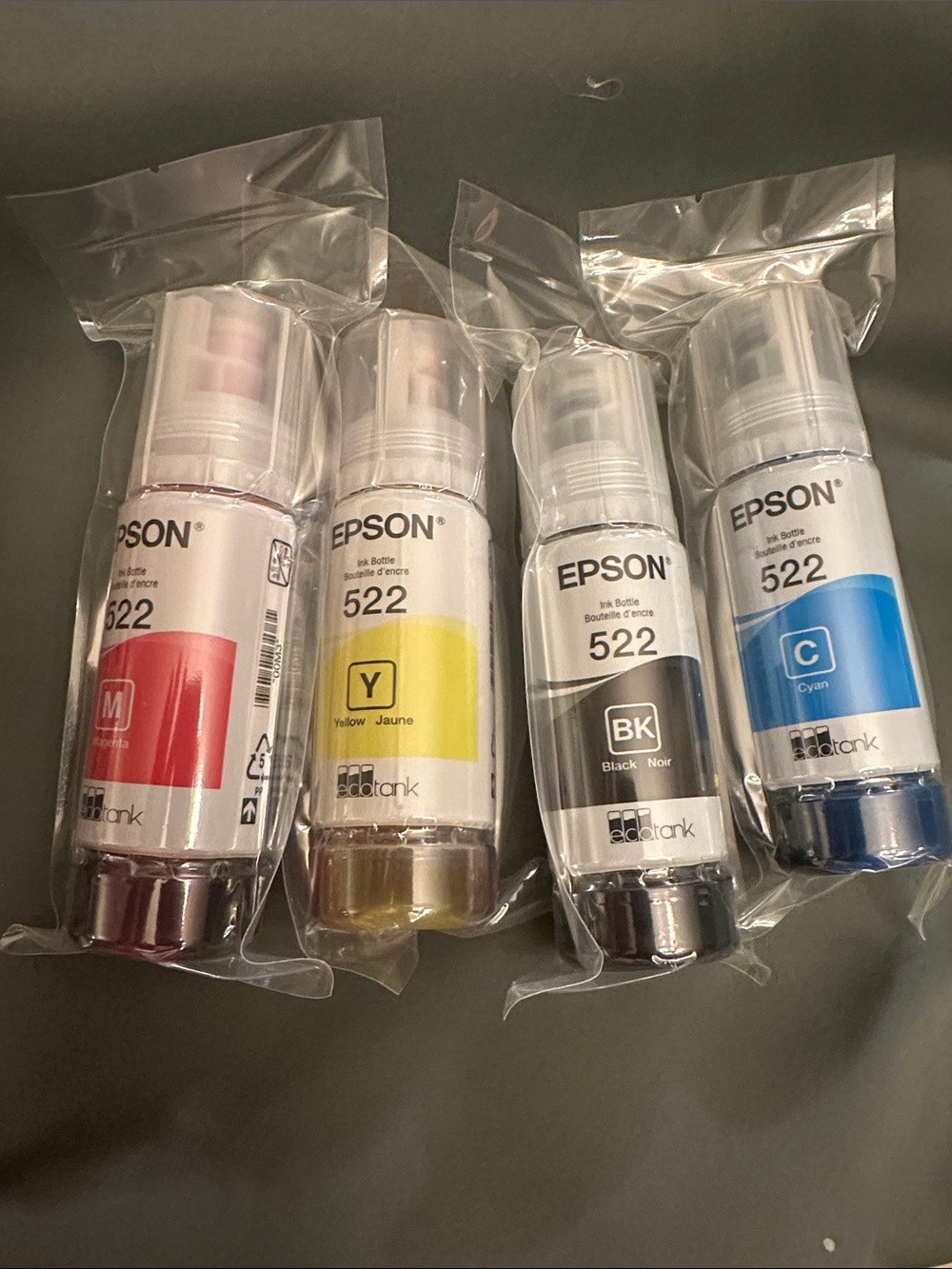Epson 522 Ink Bottle Set - Cyan, Magenta, Yellow, Black